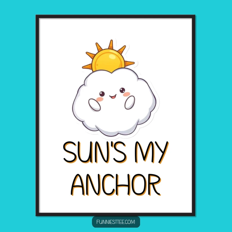Funny Cloud Sun Poster - Upside Down Sky Art, Whimsical Home Decor Gift