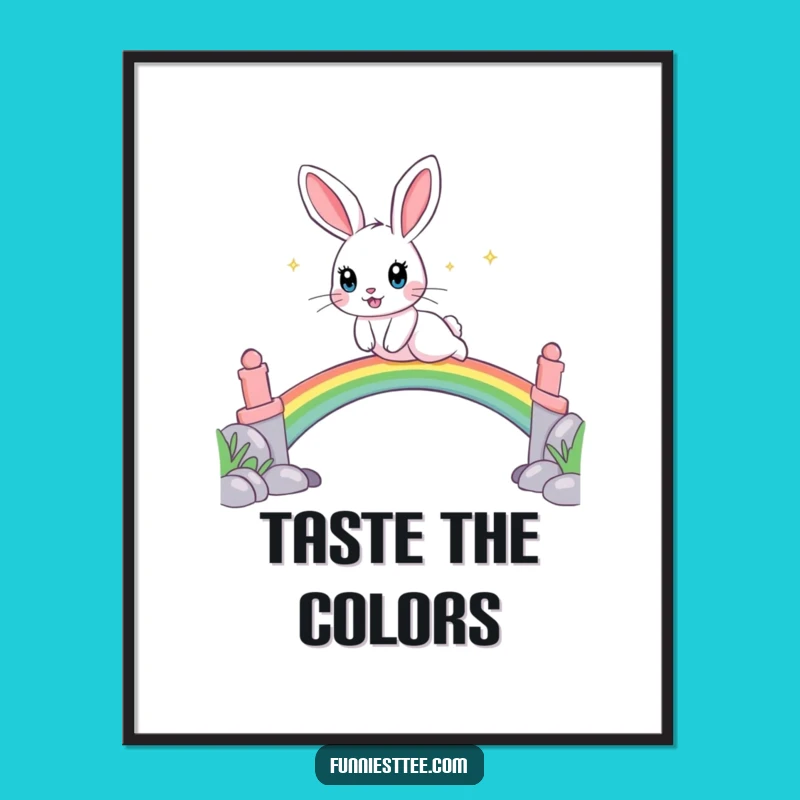 Funny Rabbit Rainbow Poster - Whimsical Wall Art for Dreamers