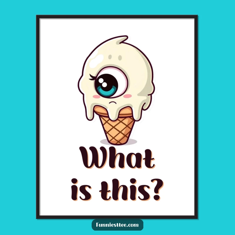 Funny Confused Ice Cream Poster: Bewildering Art for Your Walls!
