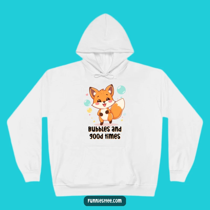 Funny Fox Party Hoodie: Cozy & Cheerful Bubble Chasing Sweatshirt