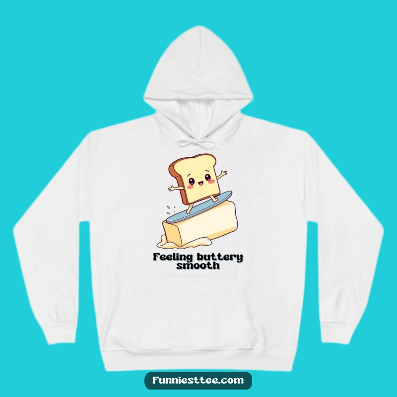 Funny Toast Surfer Hoodie - Cozy Butter Wave Design, Ultimate Humorous Gift!