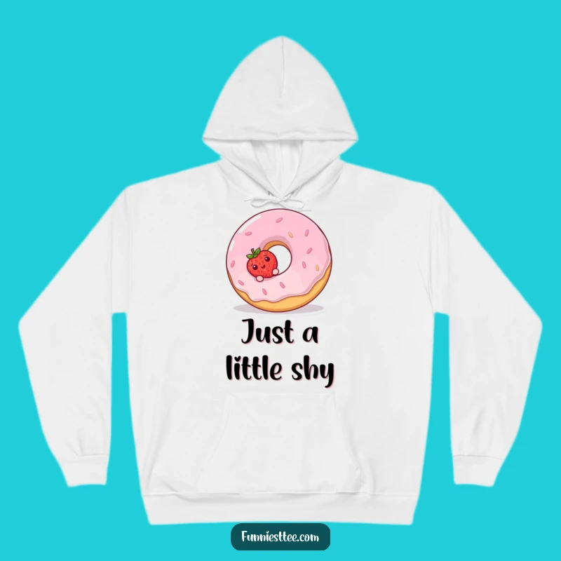 Funny Strawberry Donut Hoodie - Cozy Shy Fruit Sweatshirt Gift