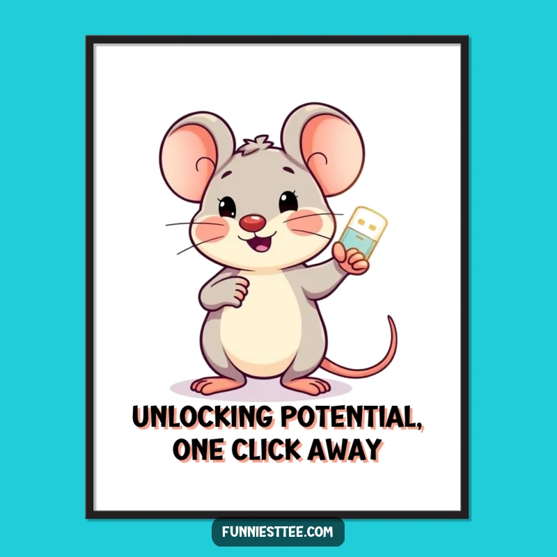 Free Printable Cheerful Mouse Tech Wall Art: Funny DIY Downloadable Decor