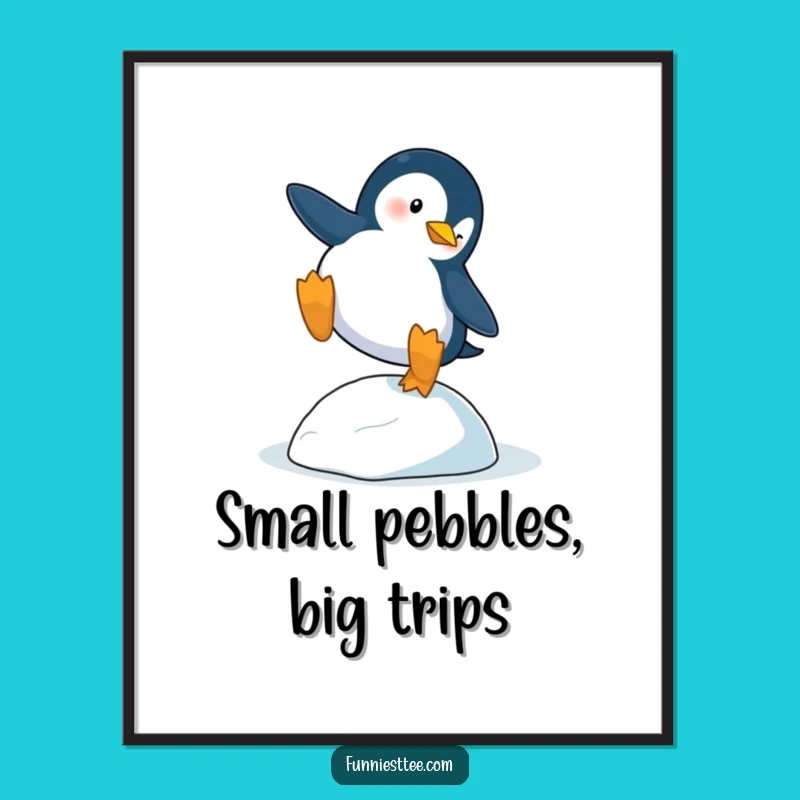 Funny Free Printable Wall Art: Penguin Trip - Quirky Downloadable Decor