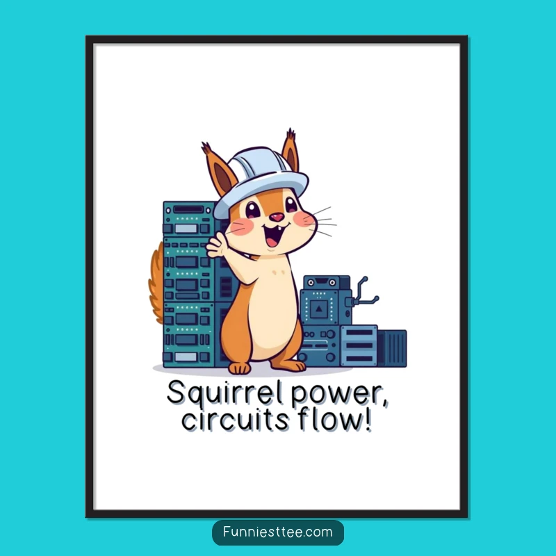 Funny Free Printable Wall Art: Tech Squirrel Builder, Humorous Downloadable Decor
