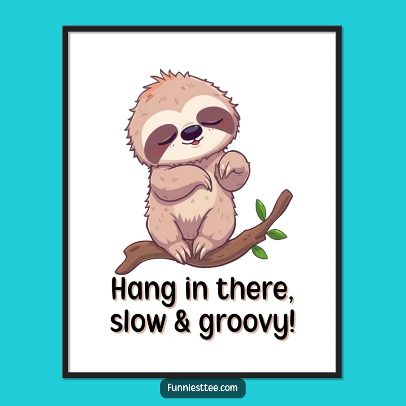 Free Printable Funny Sloth Breakdance Wall Art - Quirky Downloadable Decor