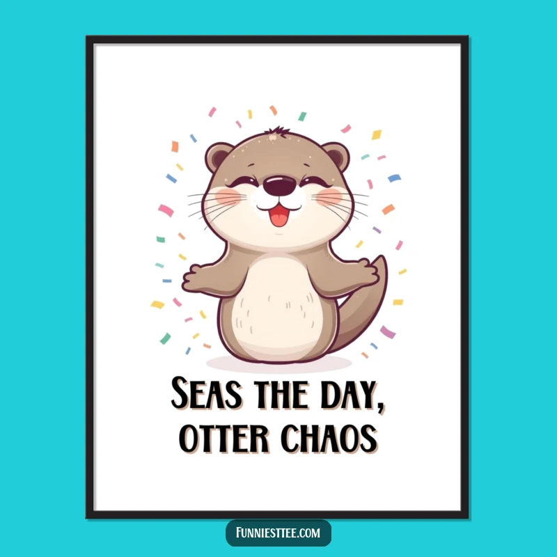 Funny Free Printable Wall Art: Otter Spinning Confetti Downloadable Decor
