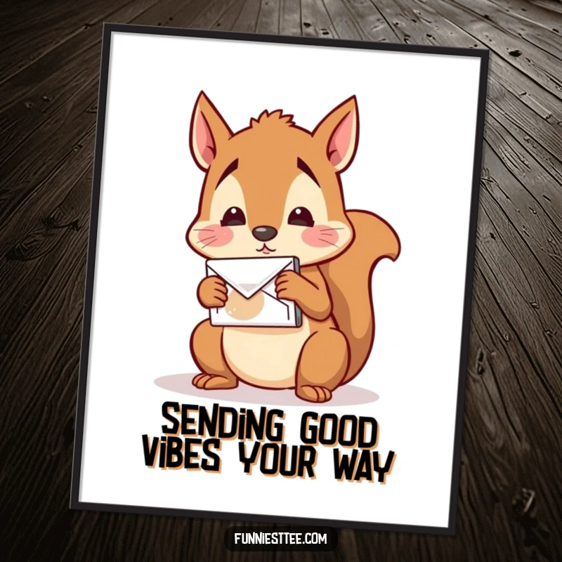 Funny Free Printable Wall Art: Confused squirrel tries to mail a single nut to its own home.