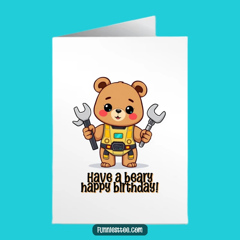 Free Printable Bear Birthday Card: Robot Builder, Downloadable Gift for Makers