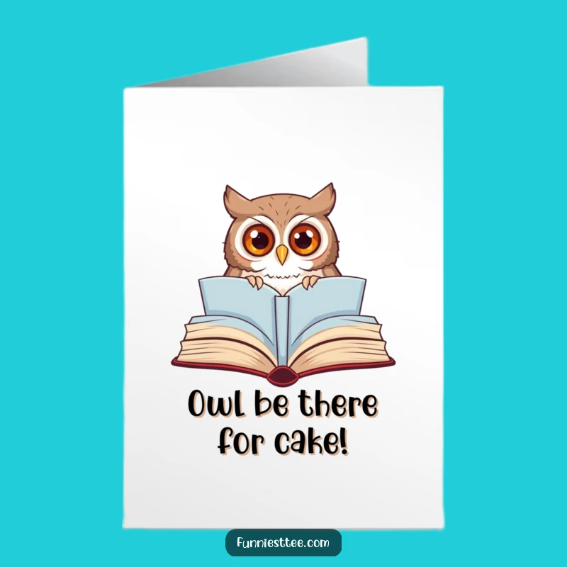 Free Printable Birthday Card: Curious Owl Peeking from Storybook - Funny Downloadable Gift