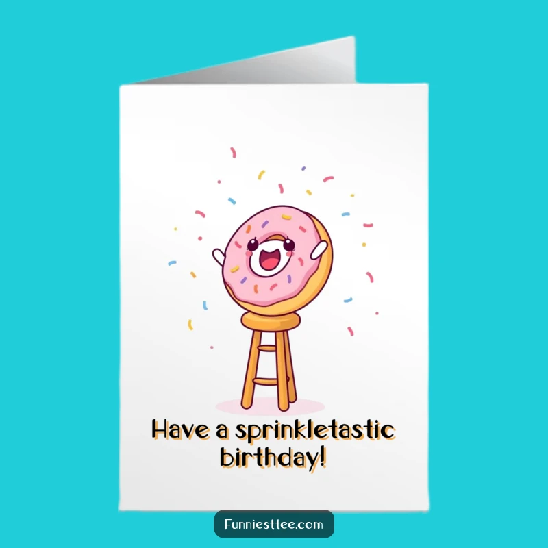 Free Printable Birthday Card: Falling Donut - Funny Downloadable Gift