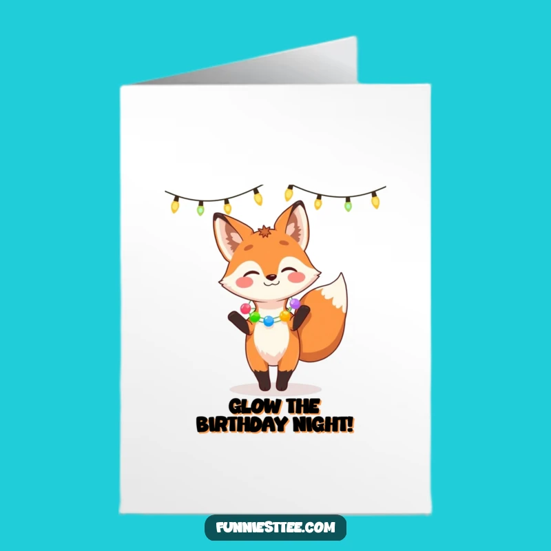 Free Printable Birthday Card: Funny Fox Dancing Lights Downloadable Greeting
