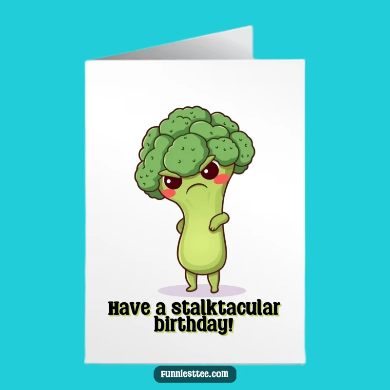Free Printable Birthday Card: Grumpy Broccoli Handstand Funny Gift