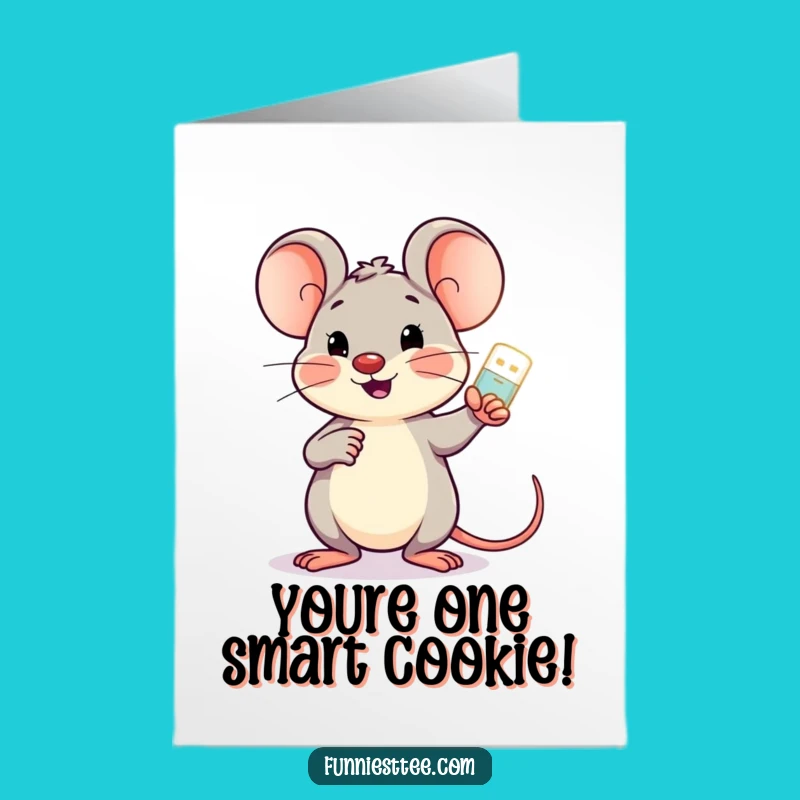 Free Printable Cheerful Mouse Tech Birthday Card: Funny DIY Downloadable Gift