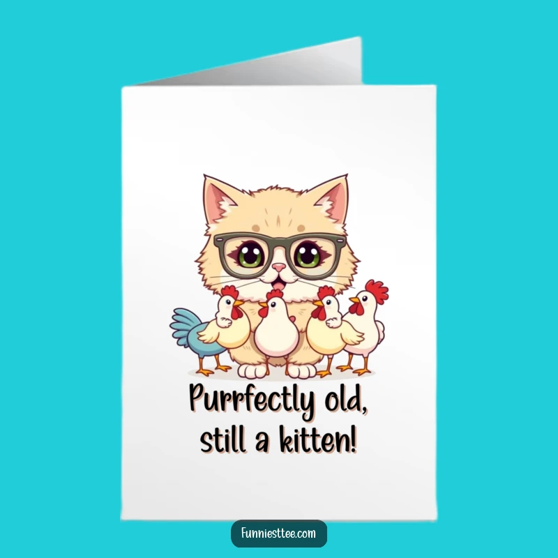 Free Printable Funny Cat Juggling Chickens Birthday Card - Hilarious Downloadable Gift