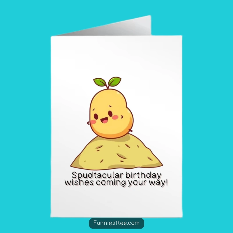 Free Printable Birthday Card: Funny Determined Potato Rolling Down Hill DIY Gift