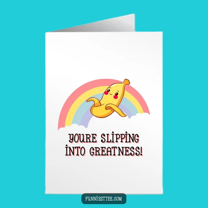 Free Printable Banana Peel Congrats Card: Funny Rainbow Slide Gift, Instant
