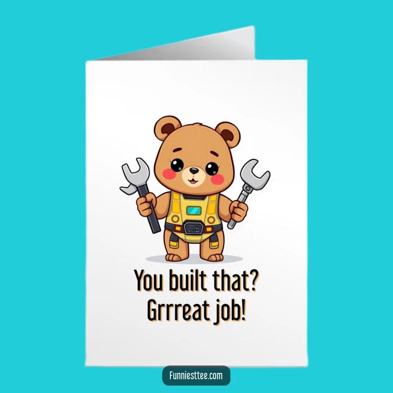 Free Printable Bear Congrats Card: Robot Unveiled, Downloadable Gift for Achievers