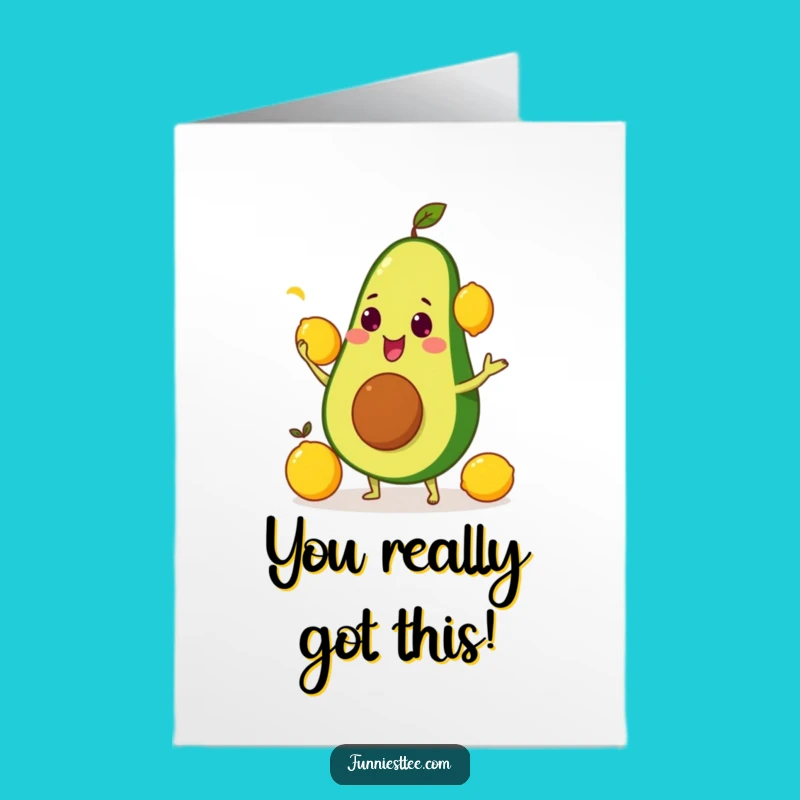 Free Printable Congrats Card: Avocado Juggles Lemons - Funny Downloadable