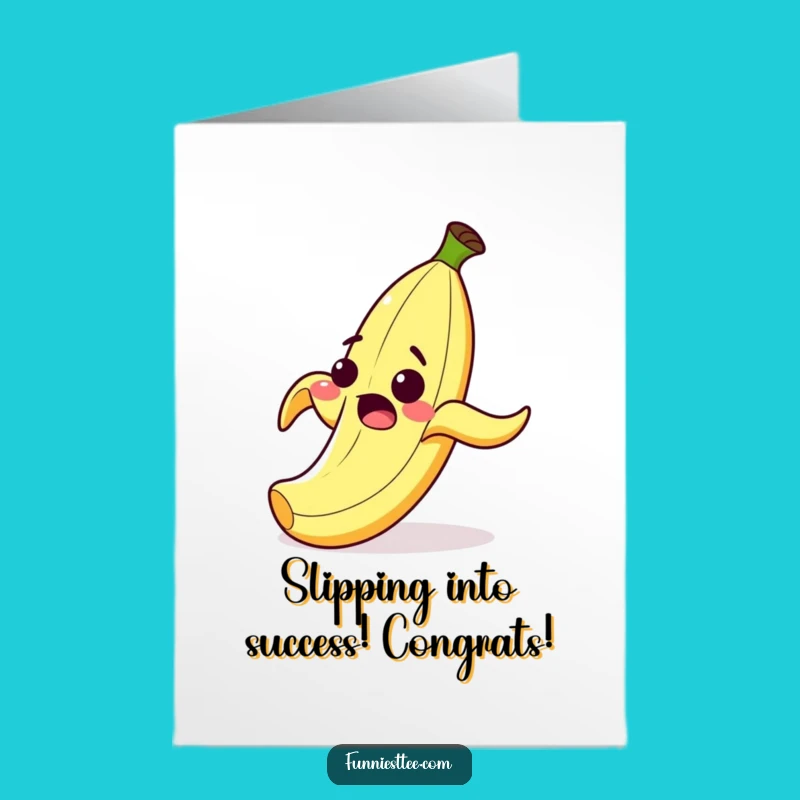 Free Printable Congrats Card: Goofy Banana Peel Slip, Perfect Downloadable Gift