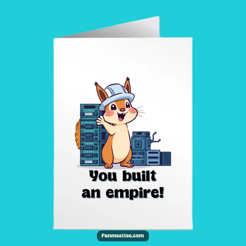 Free Printable Congrats Card: Tech Squirrel Achiever, Humorous Downloadable Gift