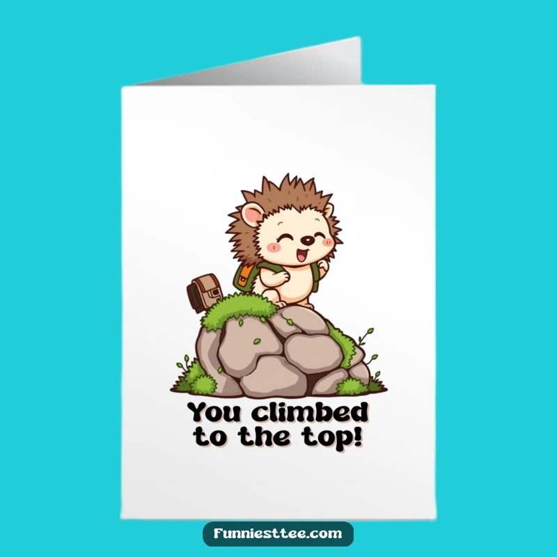 Free Printable Hedgehog Congrats Card: Adorable Downloadable Gift for Reaching New Heights!