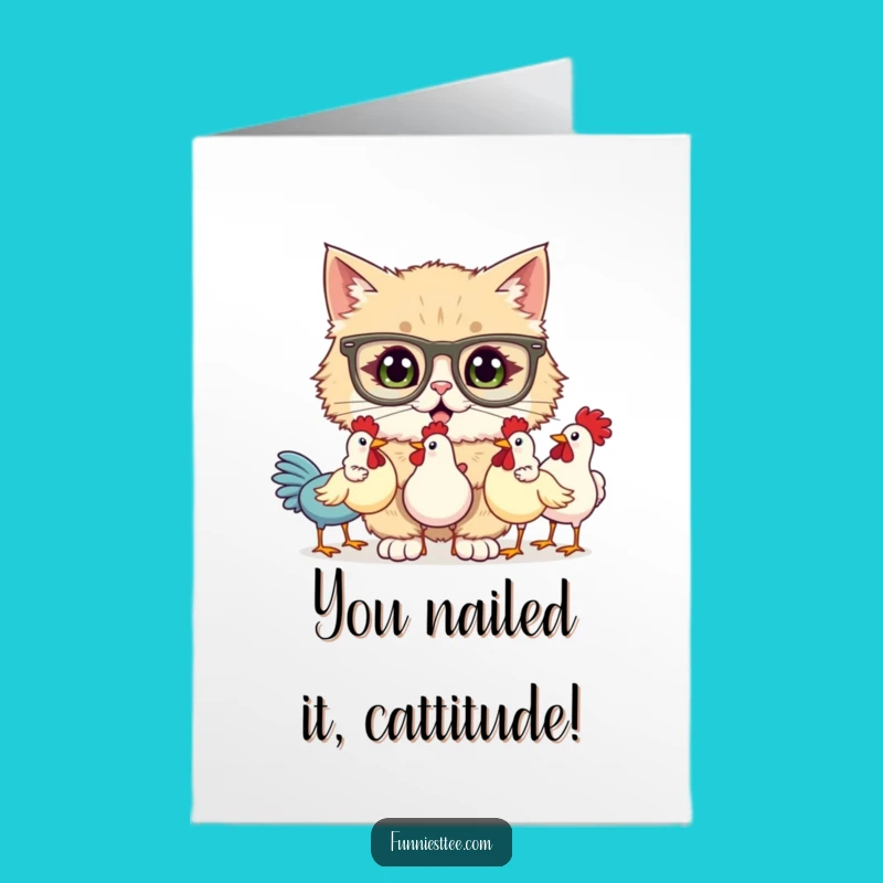 Free Printable Funny Cat Juggling Chickens Congrats Card - Hilarious Downloadable Gift