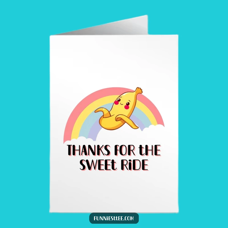 Free Printable Banana Peel Thank You Card: Funny Rainbow Design, Download