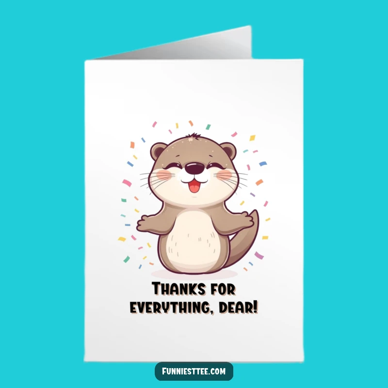 Free Printable Thank You Card: Funny Otter Spinning Confetti Downloadable Greeting