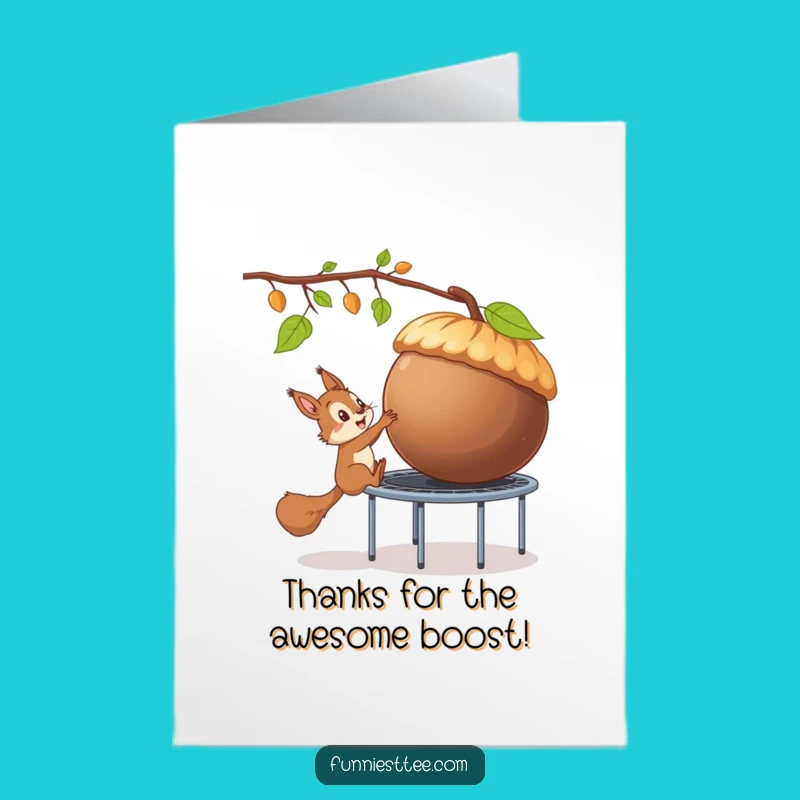 Funny Free Printable Thank You Card: Squirrel Trampoline Acorn - DIY Downloadable Gift