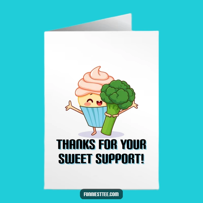Free Printable Thank You Card: Cupcake Hugs Broccoli, Sweet Downloadable Gift