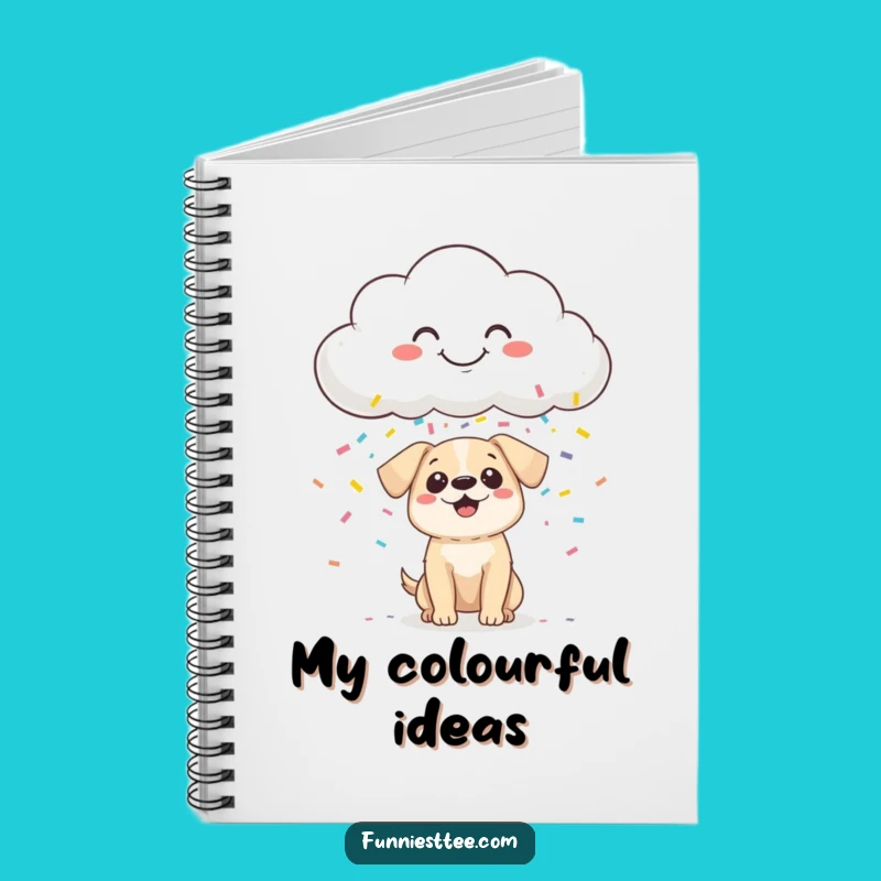 Funny Confetti Cloud Dog Notebook - Journal Pet Party Adventures Gift
