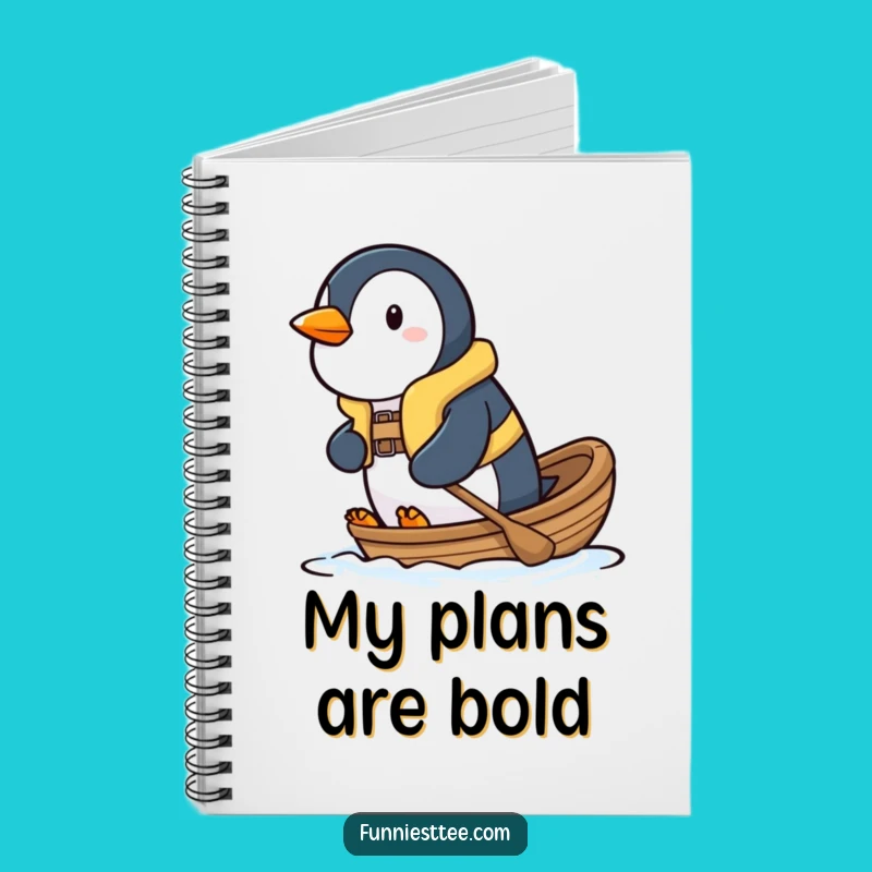 Funny Penguin Boat Notebook - Journal Your Brave Adventures