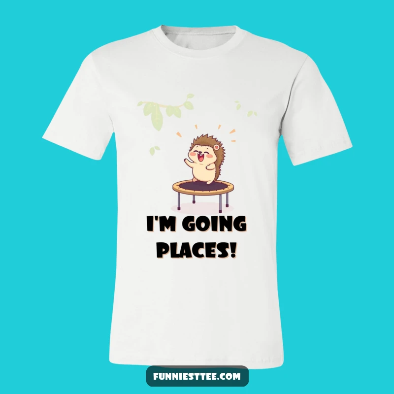Funny Hedgehog Trampoline T-Shirt - Hilarious Prickly Flyer Tee Gift