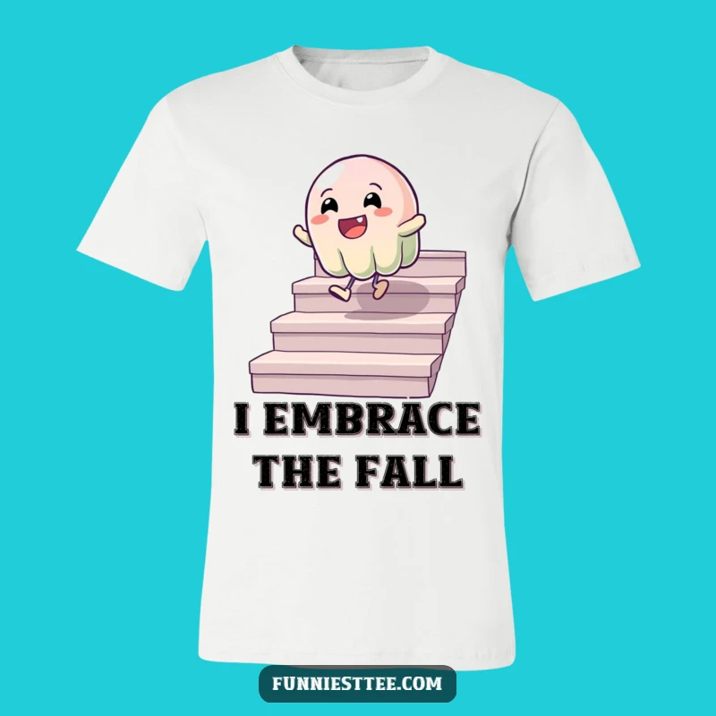 Funny Wobbly Jelly T-Shirt: Bouncing Stairs Design, Cheerful Humorous Tee