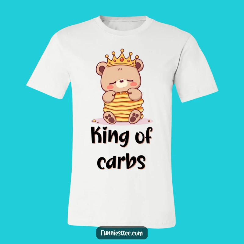 Funny Sleepy Bear Crowned T-Shirt: Pancake Balancing Act - Great Funny Gift!