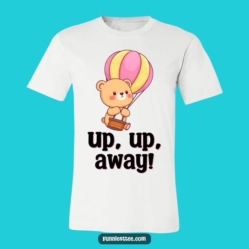 Funny Bear Cub Balloon T-Shirt: Upward Journey Graphic Tee, Fun Gift