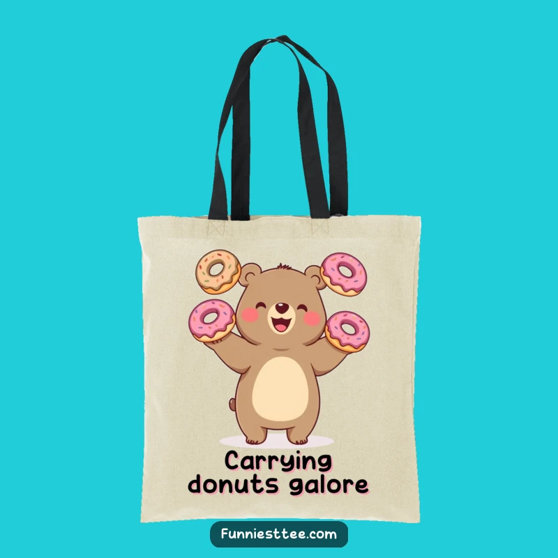 Funny Bear Donuts Juggling Tote Bag: Carry Your Sweetness Everywhere