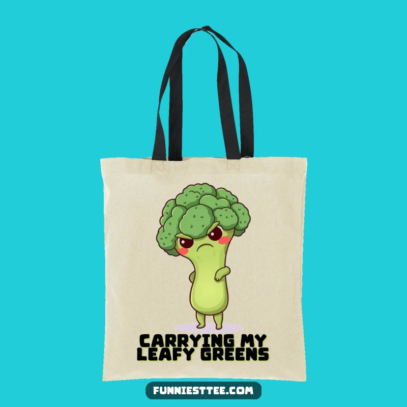 Funny Grumpy Broccoli Handstand Tote Bag - Carry Your Fitness Humor