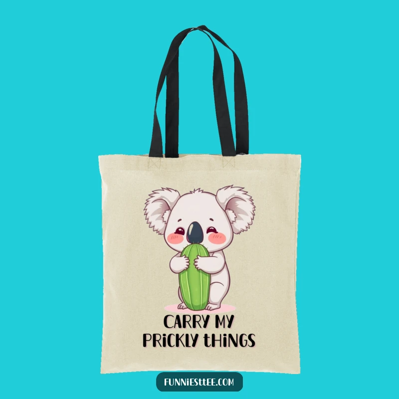 Funny Koala Cactus Hug Tote Bag - Humorous Everyday Carryall