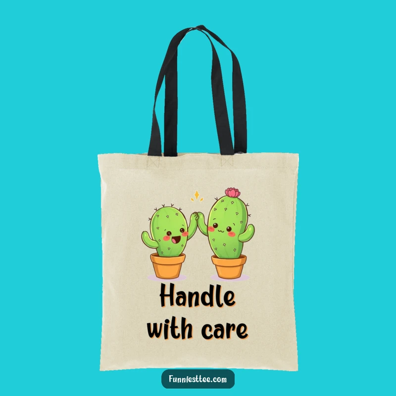 Funny Cactus High-Five Tote Bag - Prickly Pals Carry-All, Practical Gift